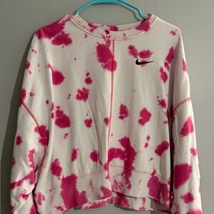 Nike Red and White Tie-Dye Top